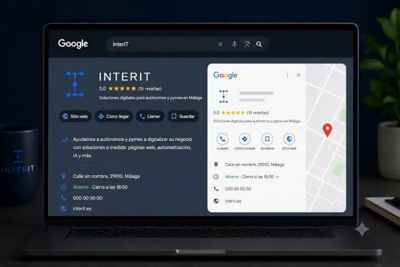 Perfil de Empresa en Google optimizado para mejorar la visibilidad local, generar confianza y facilitar el contacto con los clientes.
